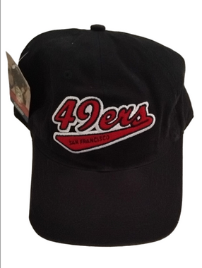 San Francisco 49ers Black Baseball Cap with Red Script